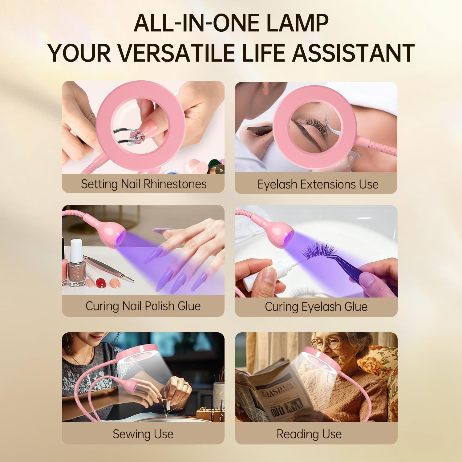 AORAEM dual-head UV LED nail lamp with gooseneck clip - 2