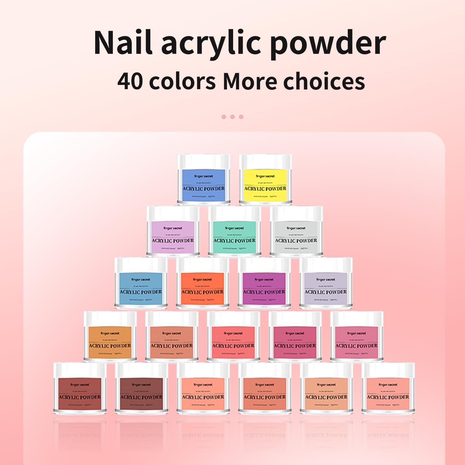 finger secret mystery acrylic powder set showing 12 small jars of assorted colors - 4