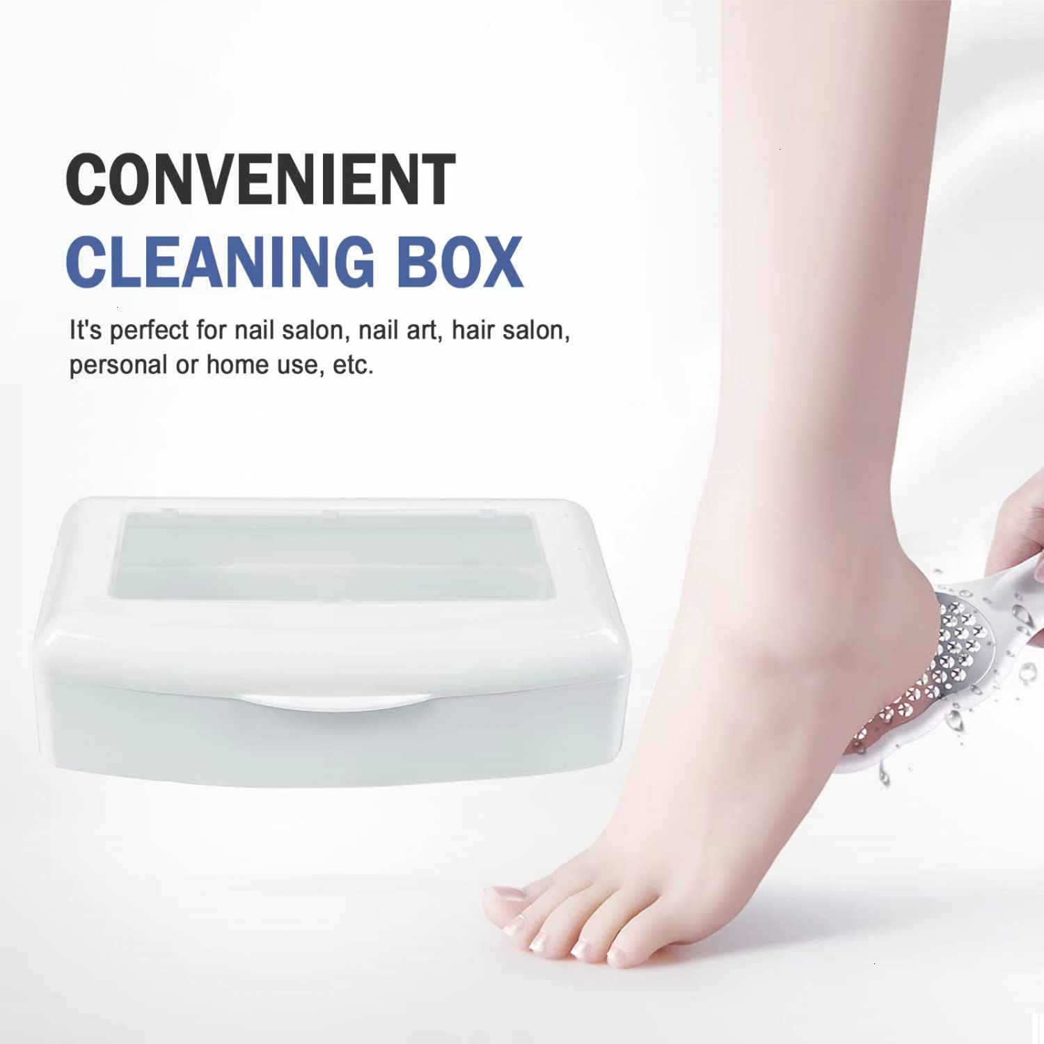 White plastic nail tool cleaning box with transparent window and lift tray - 4