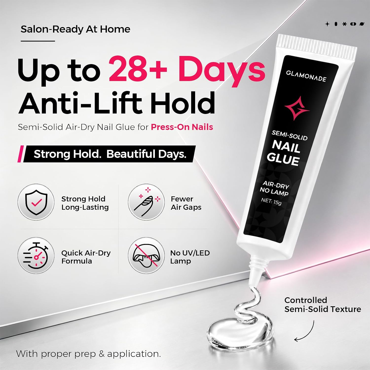 Semi-Solid Press-On Nail Glue for Strong, Clean Hold