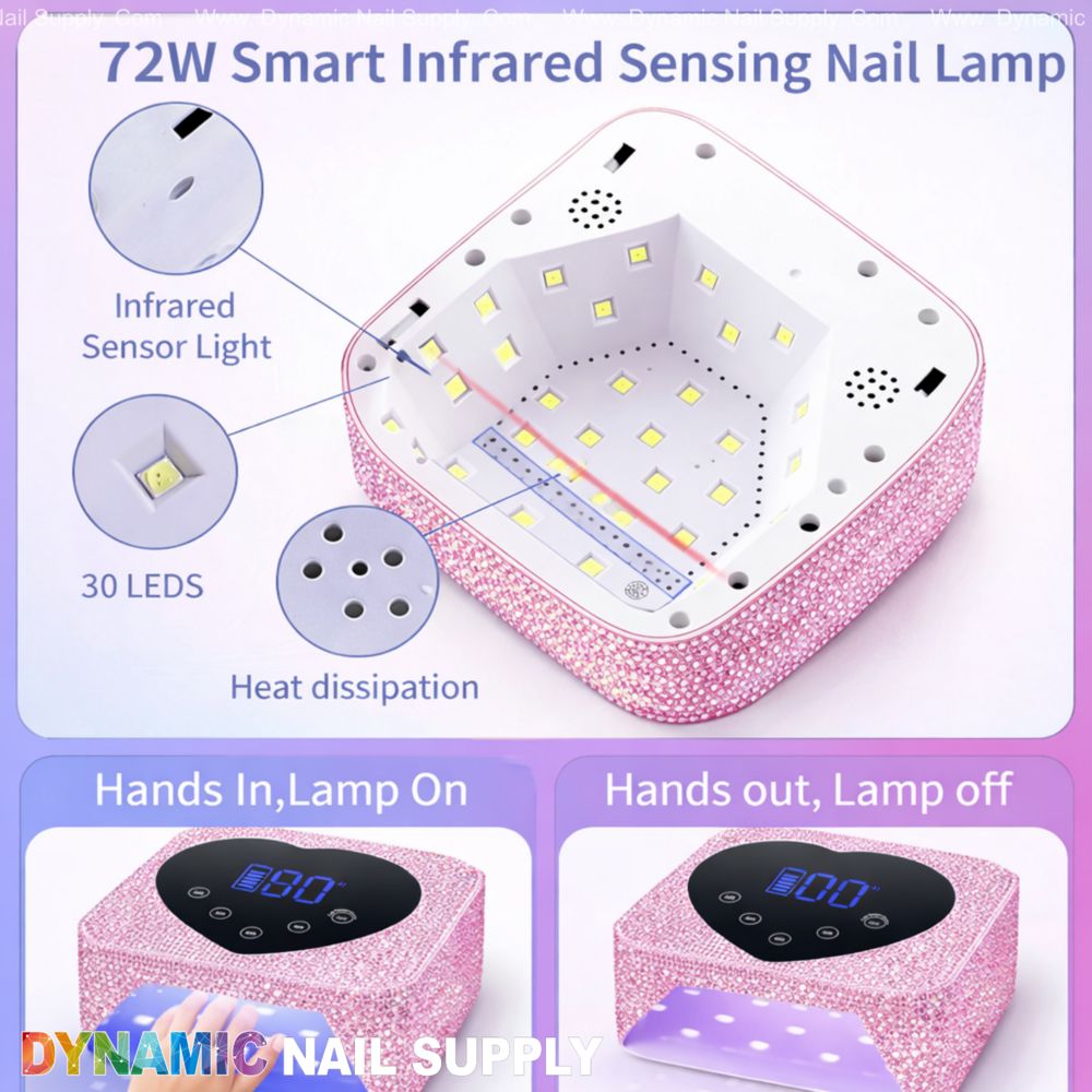 Pink rhinestone 72W cordless lamp - 6