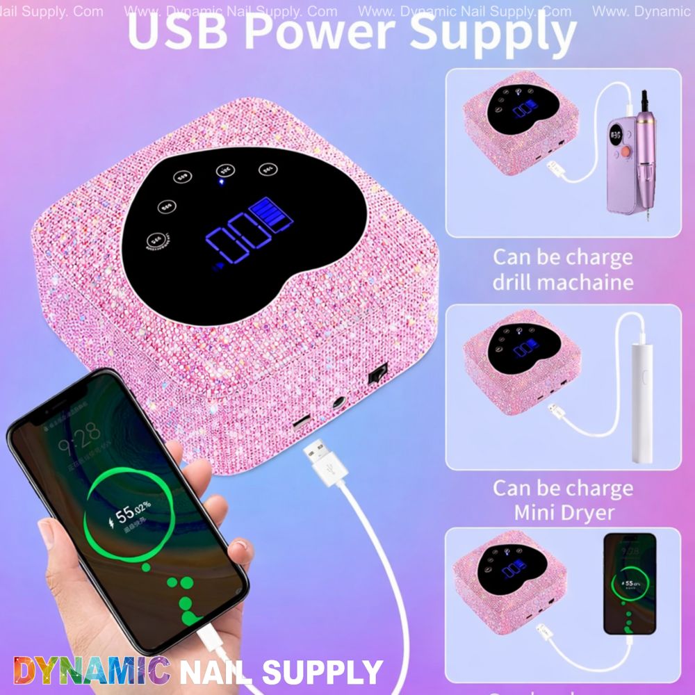 Pink rhinestone 72W cordless lamp - 9