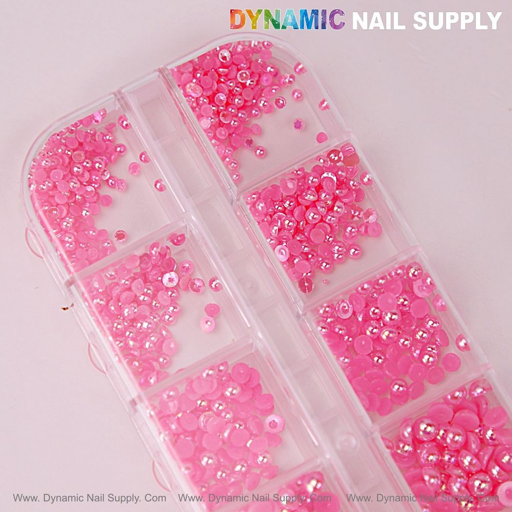 hot pink pearl flatback nail charms - 2