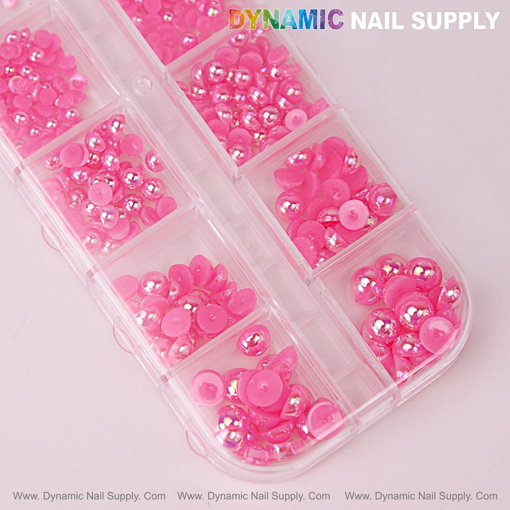 hot pink pearl flatback nail charms - 3
