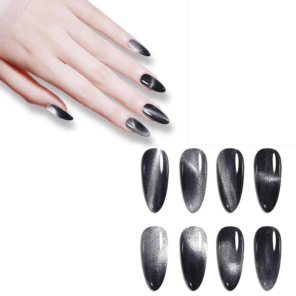Silver reflective cat eye gel polish - 6