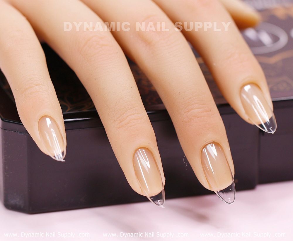 Medium almond full cover tips clear - 12