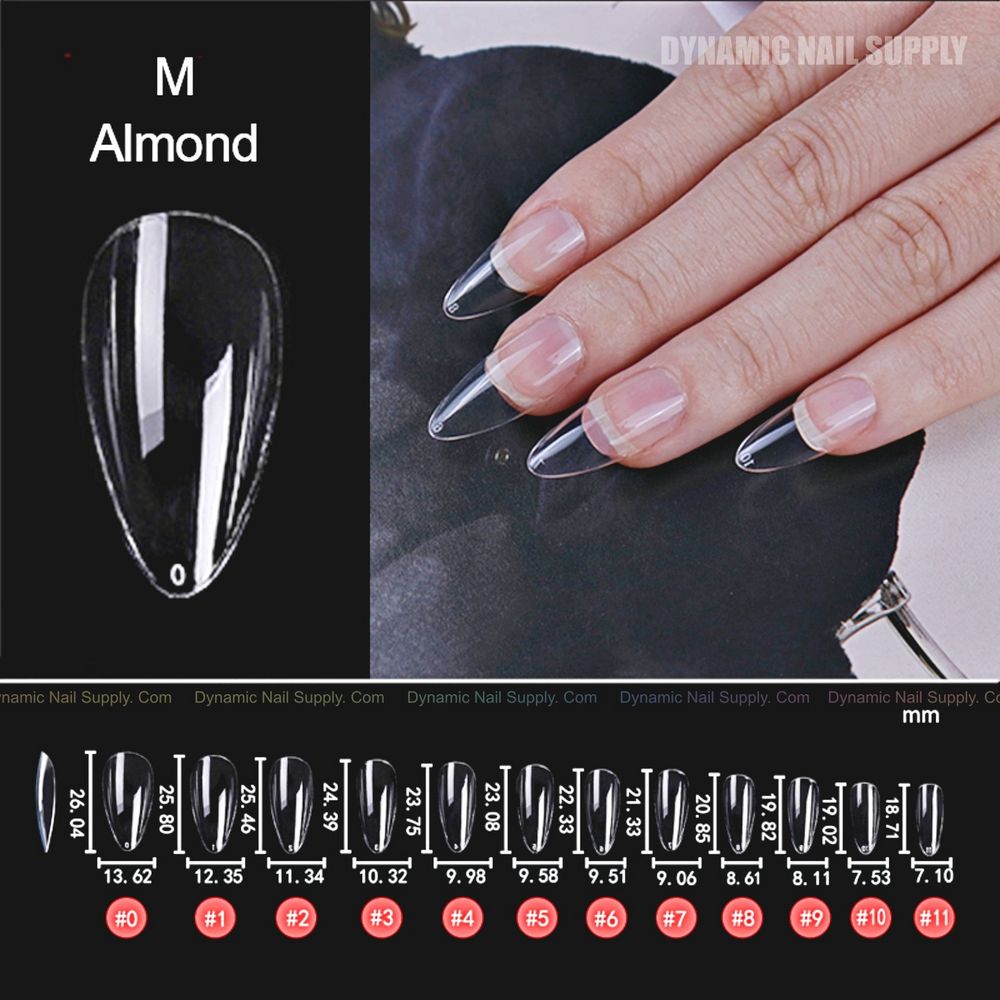 Medium almond full cover tips clear - 2