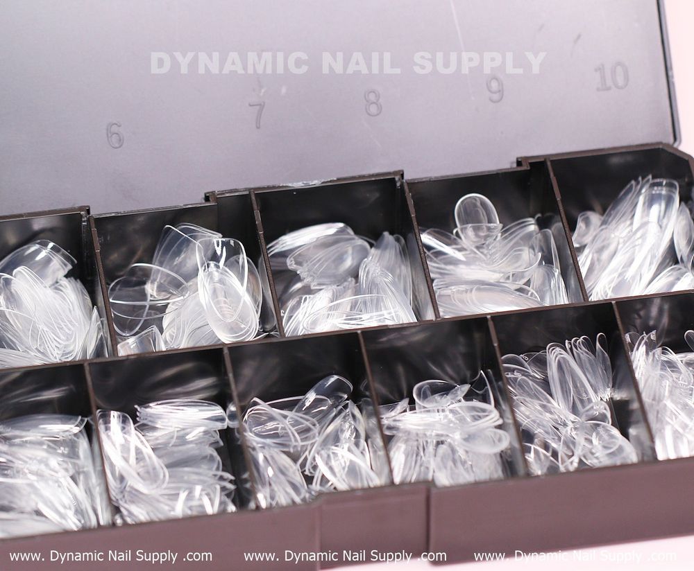 Medium almond full cover tips clear - 5