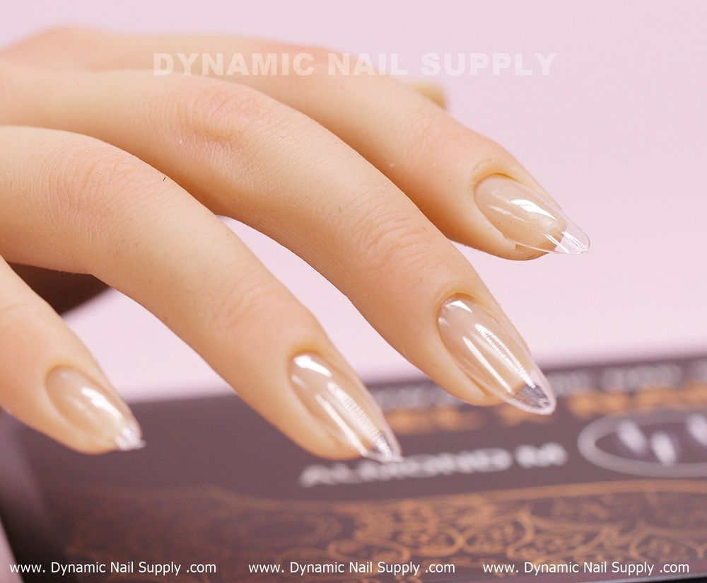 Medium almond full cover tips clear - 8