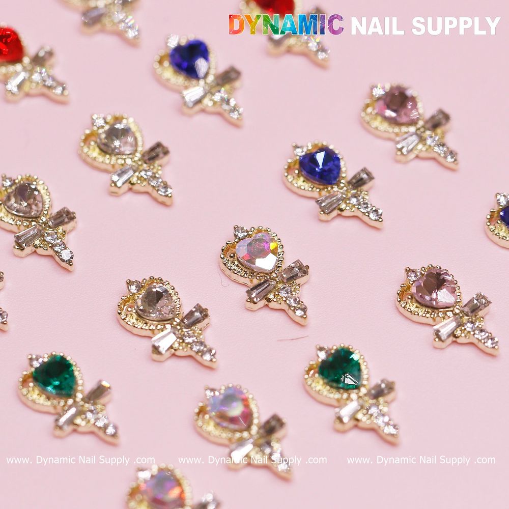 mixed heart rhinestone charms pack - 10