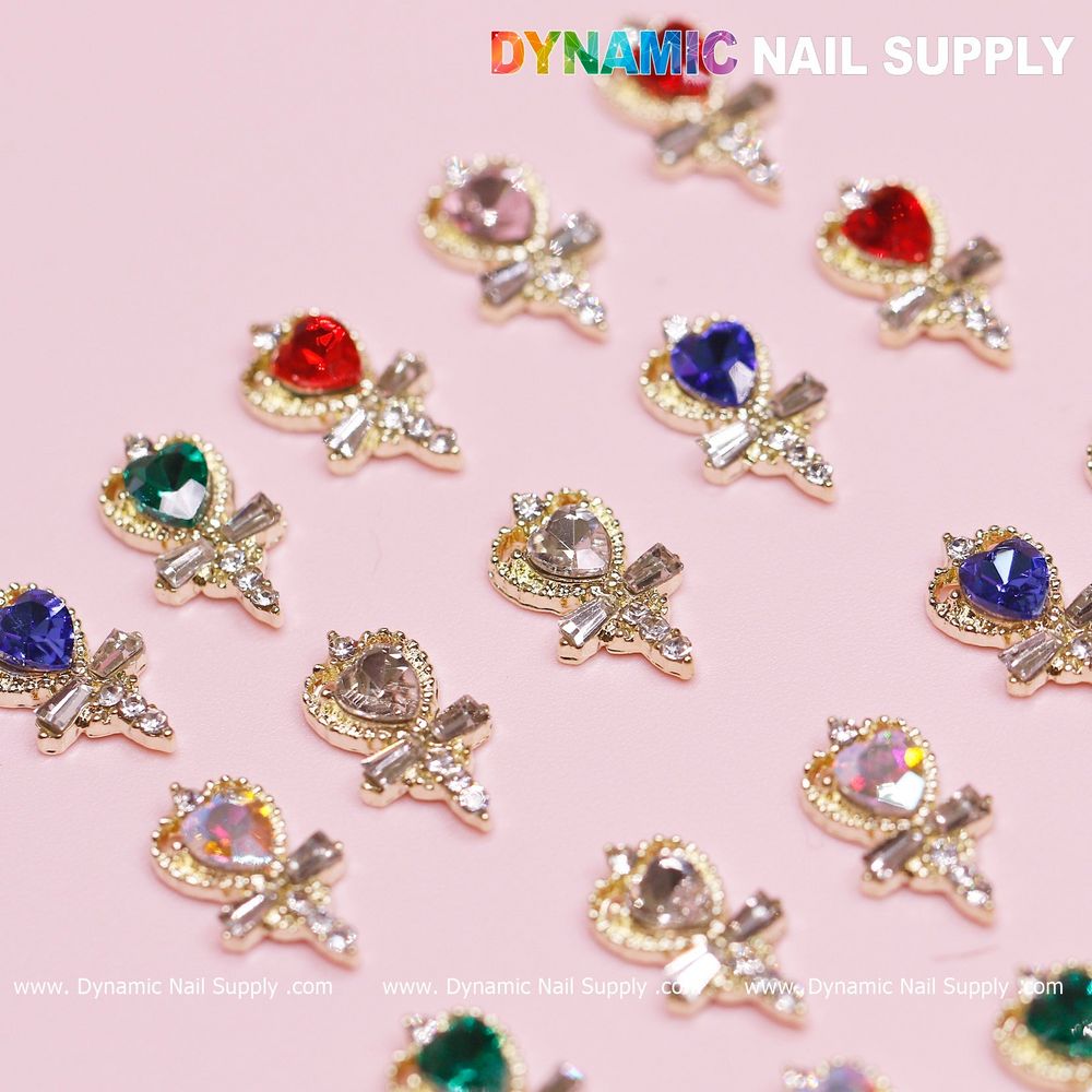 mixed heart rhinestone charms pack - 13