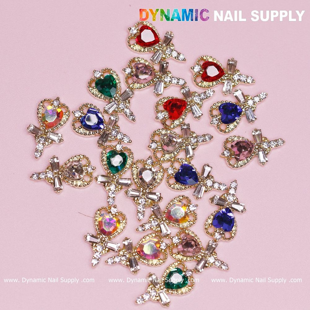 mixed heart rhinestone charms pack - 14