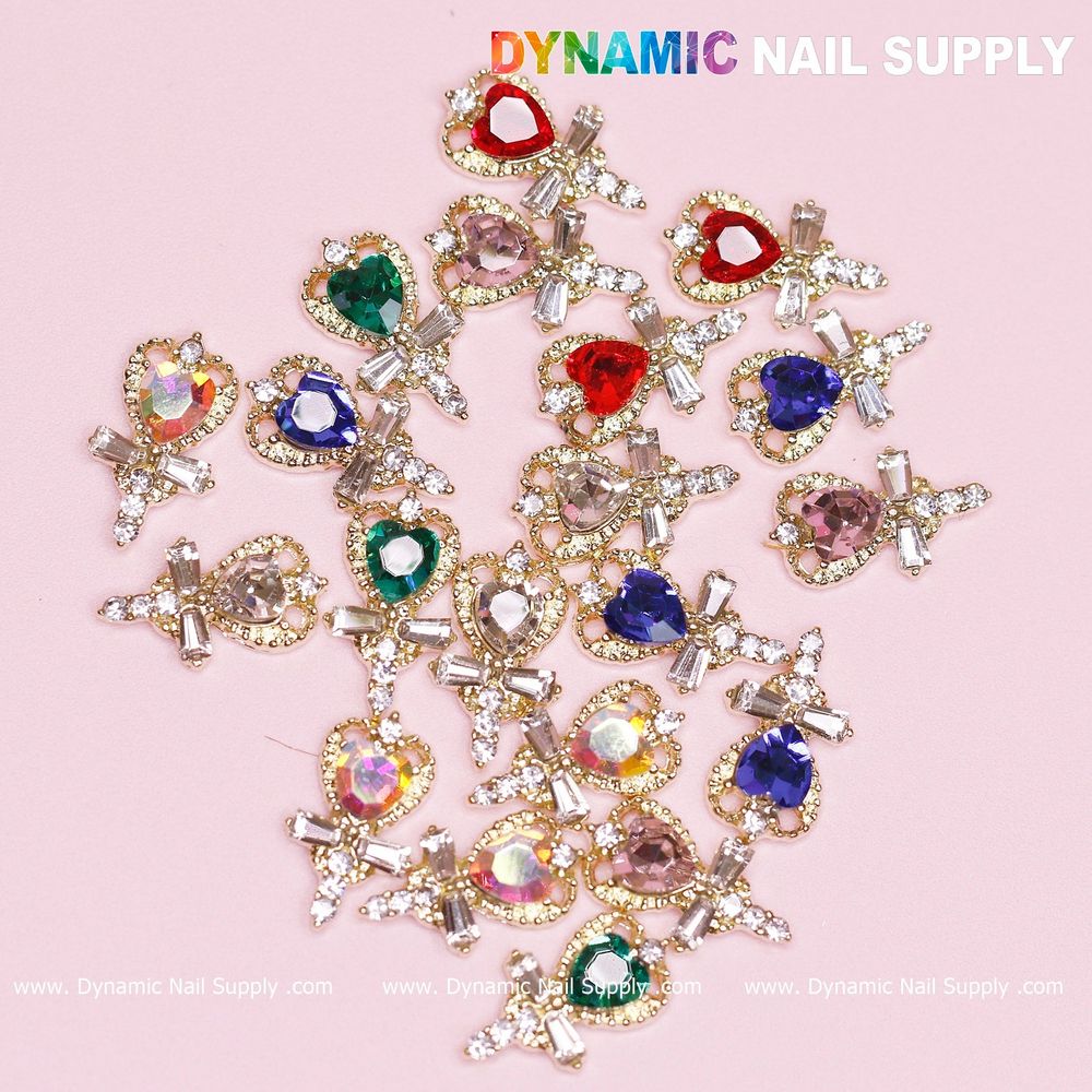 mixed heart rhinestone charms pack - 15