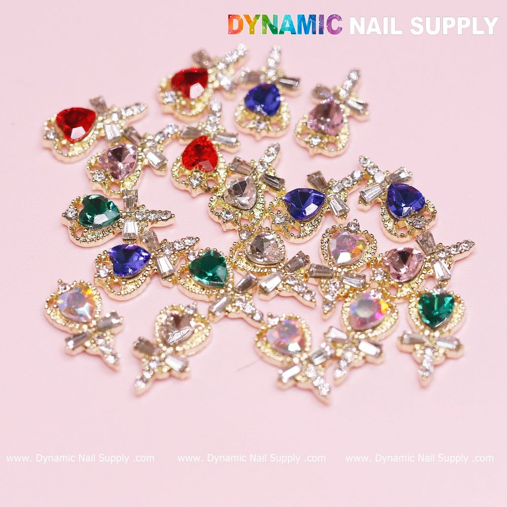 mixed heart rhinestone charms pack - 17