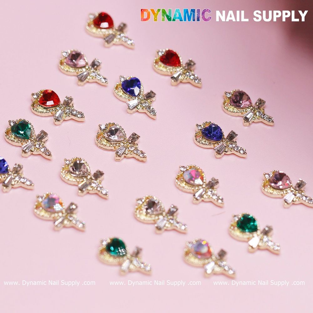 mixed heart rhinestone charms pack - 3