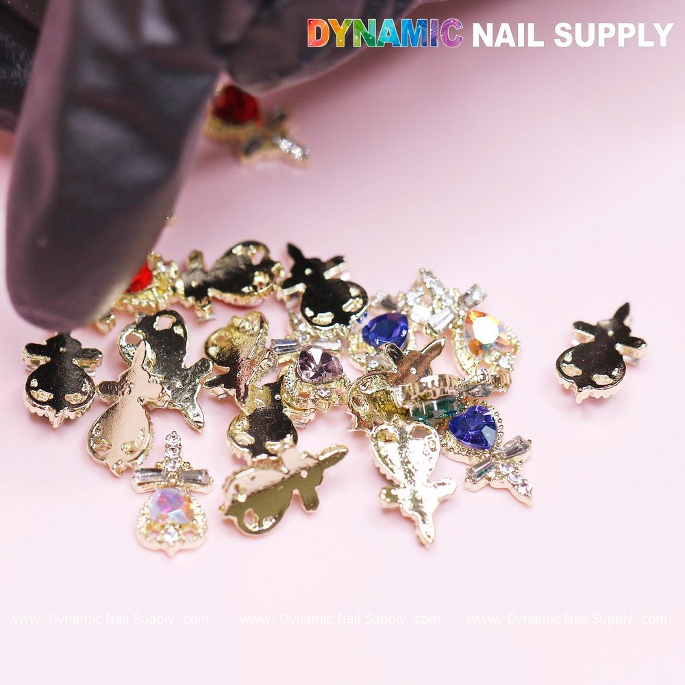 mixed heart rhinestone charms pack - 4