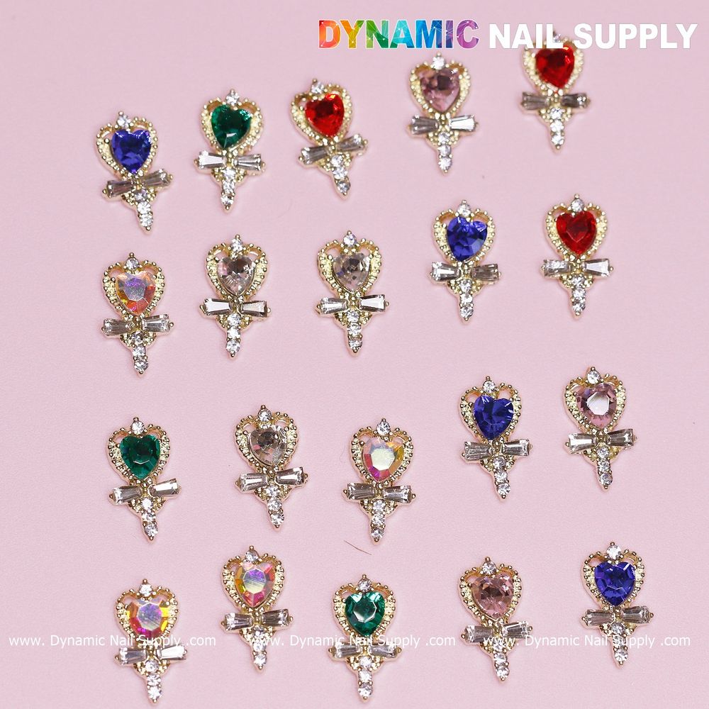 mixed heart rhinestone charms pack - 5