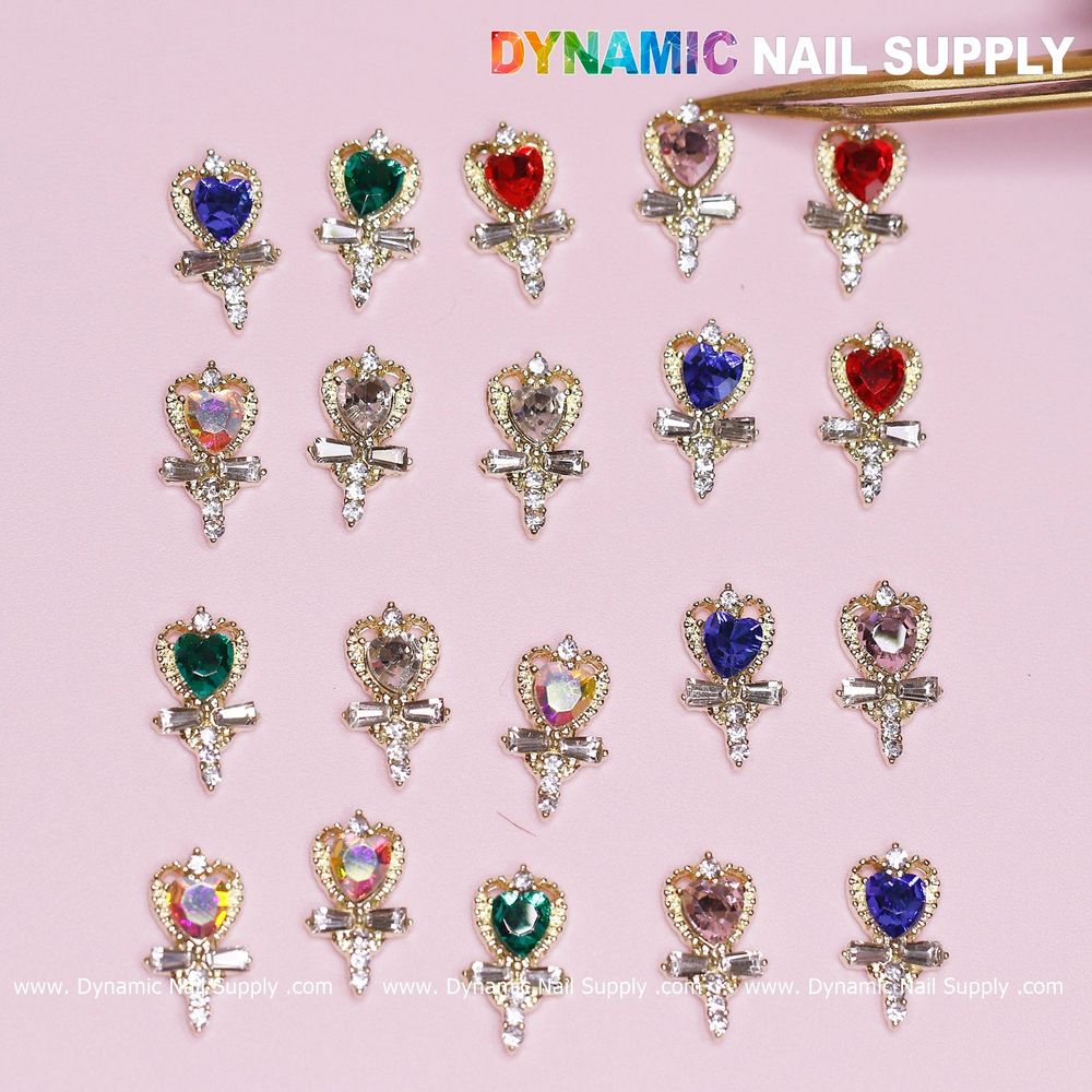 mixed heart rhinestone charms pack - 6
