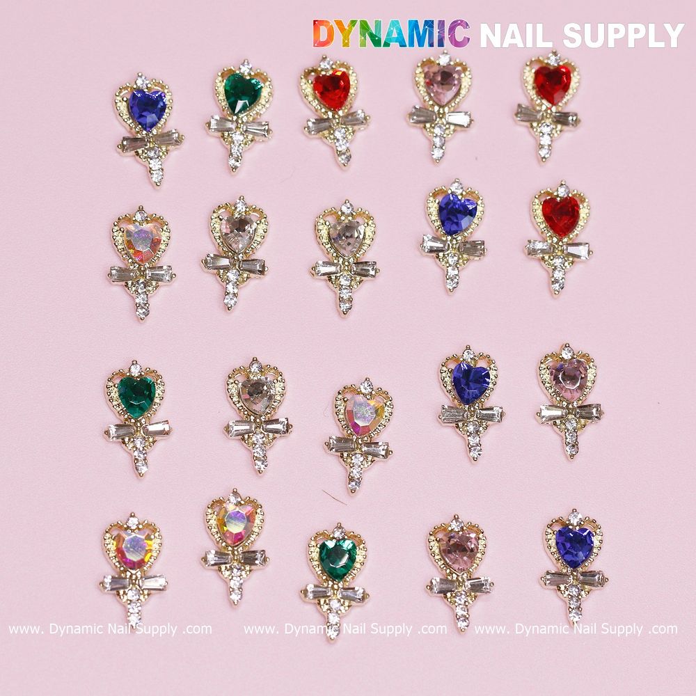 mixed heart rhinestone charms pack - 7