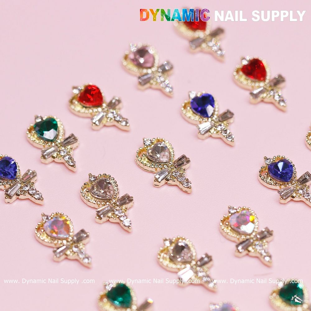 mixed heart rhinestone charms pack - 9
